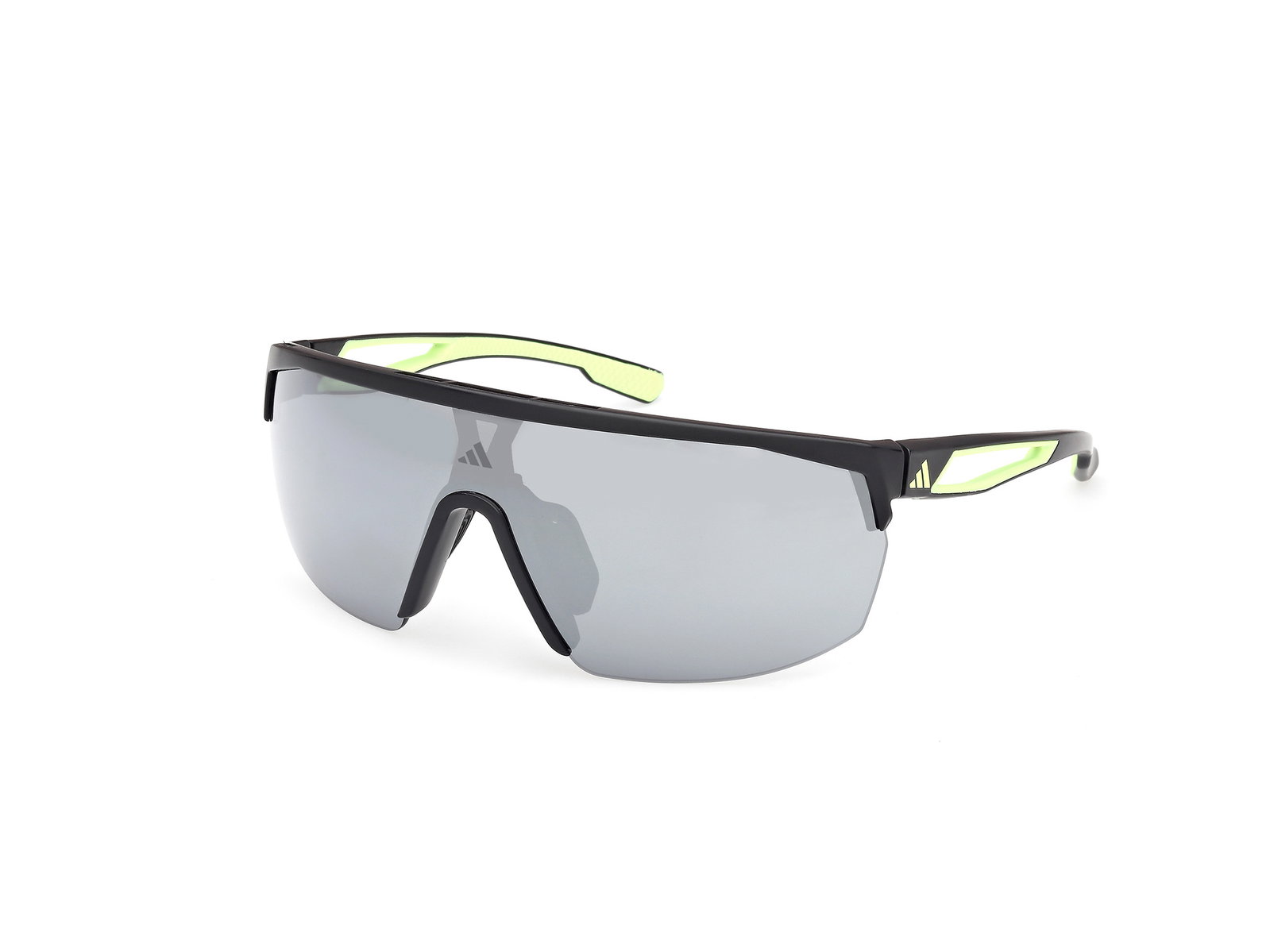 Das Bild zeigt die Adidas Sport Sonnenbrille SP0099 02C leicht seitlich.